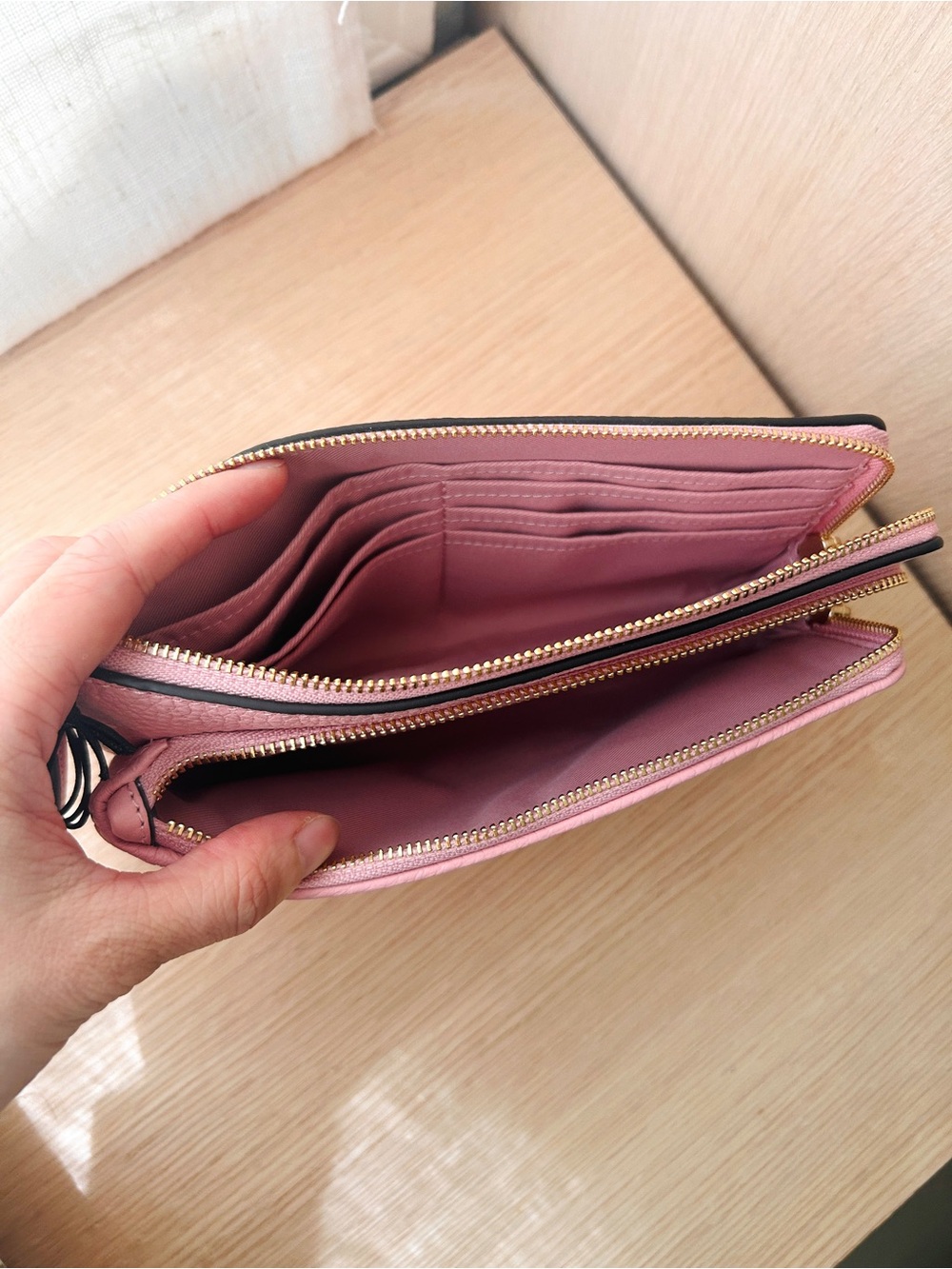 NWT💕Coach Double Zip Wallet In Signature Denim Light Pink CDN22 Wristlet Gifts - Picture 4 of 7